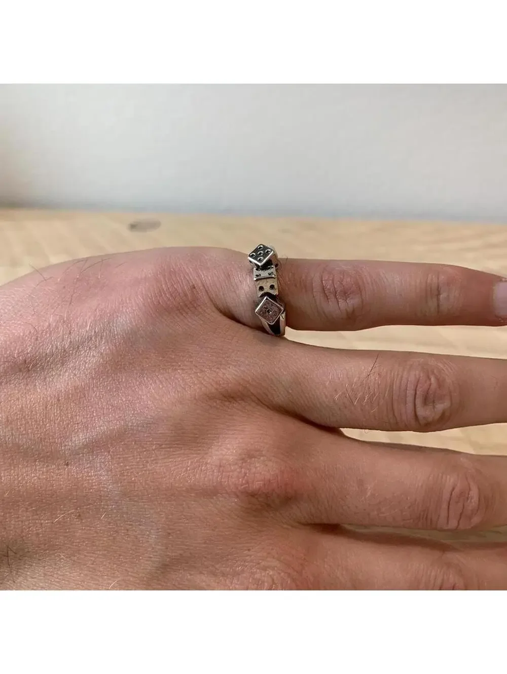 Y2K Grunge Vintage Style Silver Multi Dice Ring